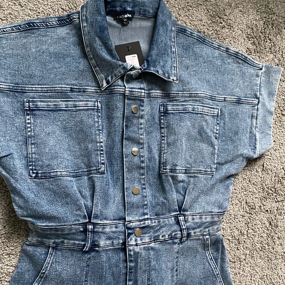 Fashion Nova Denim - Fashion Nova Light Blue Denim Overalls